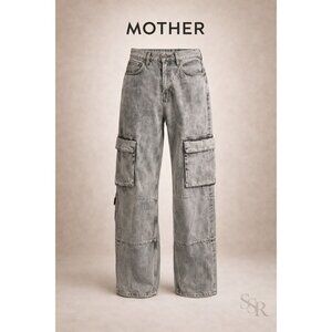 Mother The Side Dish Cargo Skimp Jeans Salt Pepper Wash Size 27 High Rise Utilit